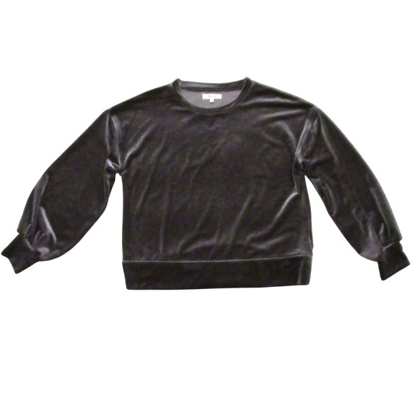MADEWELL Womens Taupe Velvet Long Sleeve Pullover Top  S Lounge Tee - Picture 8 of 12